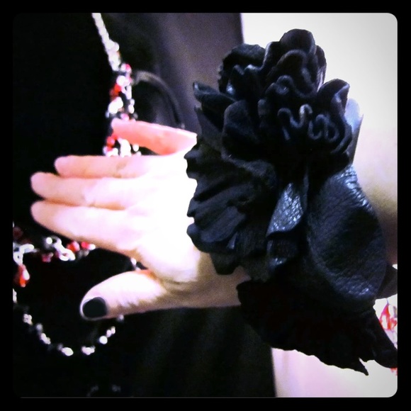 Leather chain Swarovski 4in1 wear necklace cuff Gothic Mera Luna - Picture 3 of 9